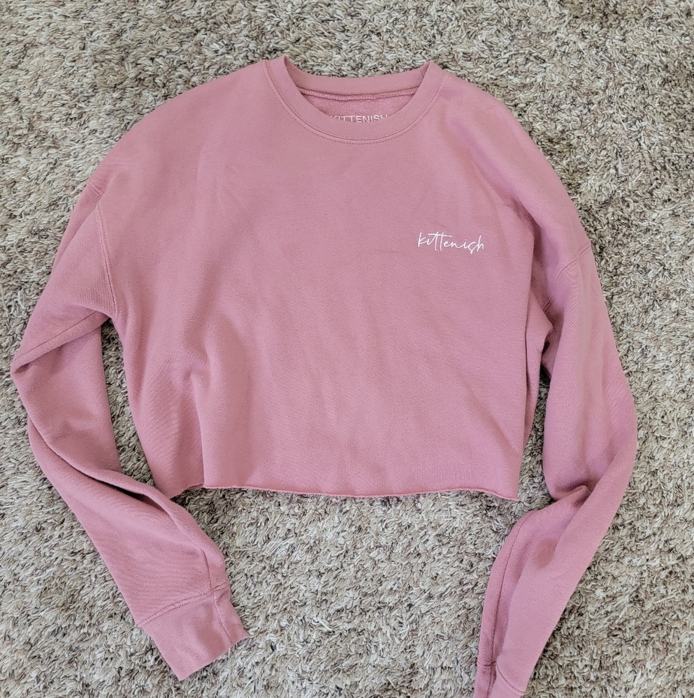 Kittenish Dusty Pink Cropped Hoodie